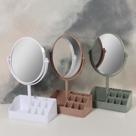 Mirror with a stand for storage "Oval", bilateral, with an increase, a mirror surface 13 × 16 cm, color mix-6