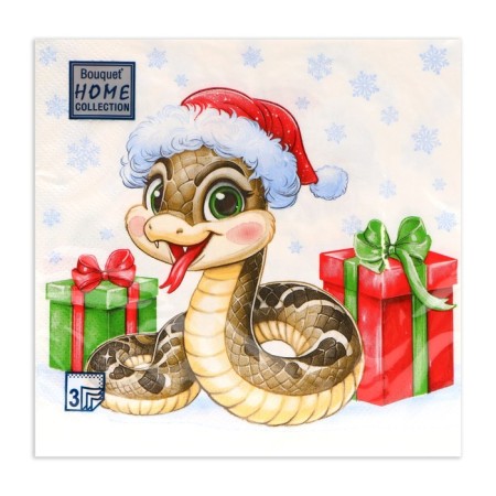 New Year's napkins Paper Home Collection Classic "New Year's Pythonchik", 3 layers, 33x33, 20 pcs-1