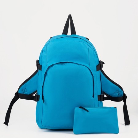 Youth backpack 2 in 1 of textiles with lightning, external pocket, blue color