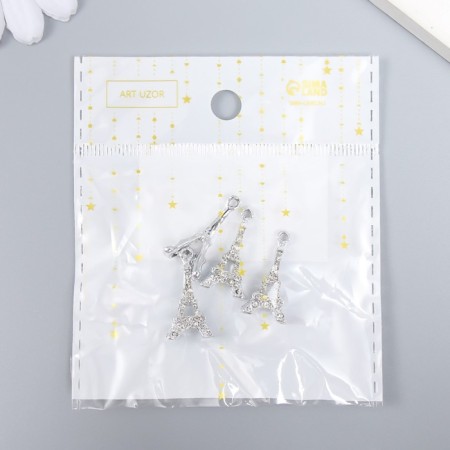 Decor for creativity metal, rhinestones "Eiffel Tower" silver 2.2x1x0.4 cm-3