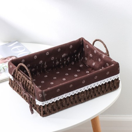 Basket for storage of handmade wicker work “Margarita”, 31 × 22 × 10 cm, brown color-1