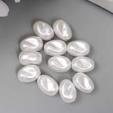 Beads for creativity plastic "Pearls with a hole" set of 12 pcs 1x1.4x1.3 cm-1