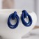 Earrings Metal "Botthega" two ovals, blue color