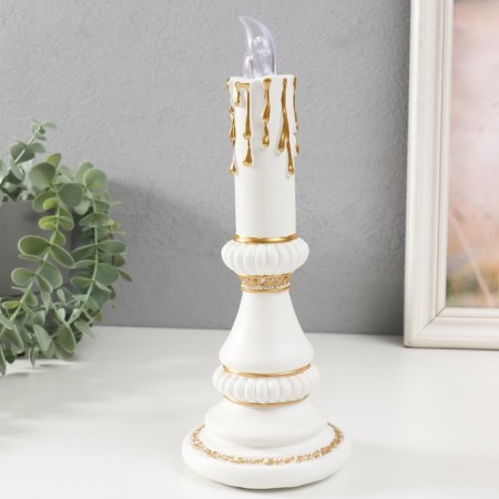 Souvenir Polystone Light "Candle" 2xlr44 white with gold 10x10x24.5 cm-3