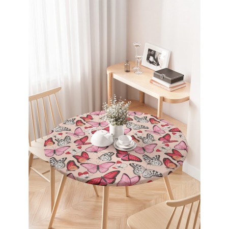 The tablecloth “Spring butterflies”, round, oxford, elastic band, size 120x120 cm, diameter 75-100 cm-2