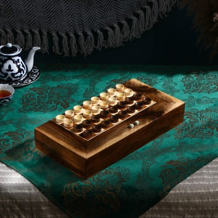 Board game 2 in 1 Star 9: 50x25 cm, handmade, walnut array, Iran