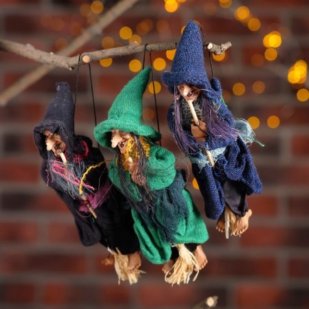 Baba - Yaga in rags, with a broom, hanging, mix-1
