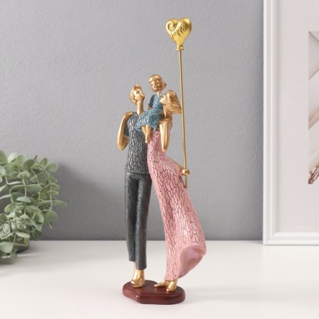 Polystone souvenir "A couple with a daughter and a ball" 6x12.5x33.5 cm-3