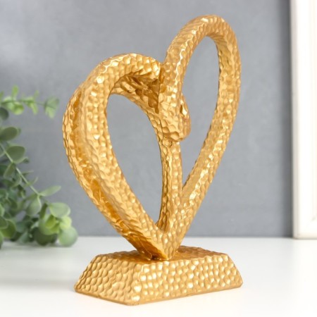 Polystone souvenir "Two hearts in one" gold 20.5x17x7 cm-1
