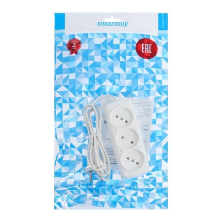 Excitement Smartbuy, 3 sockets, 1.5 m, 6 A, 1300 W, SHVVP 2x0.75 mm2, without salary, white-1