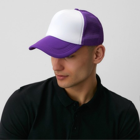 Baseball cap with minaku grid, color violet/white, rr 56-58-2