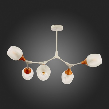 Ceiling EVOLUCE lamp. Sle113502-05. Ciotolla. 5x60 watts, E27, 92x59x50 cm, white color, light wood-3