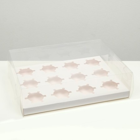 Box for 12 cupcakes, white, 34.7 × 26.3 × 10 cm