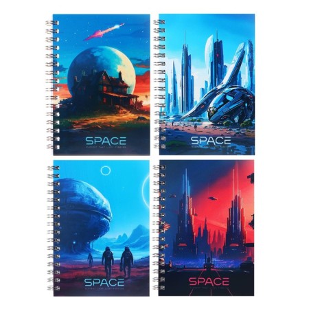 Note book A6, 80 sheets in a cage on the crest of Future Style, covered Cardboard, OFSET block 60 g/m2, mix