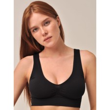 Female top with the effect of “Push-up” on the wide straps of Top Spalla Larga Push, size 48, color black