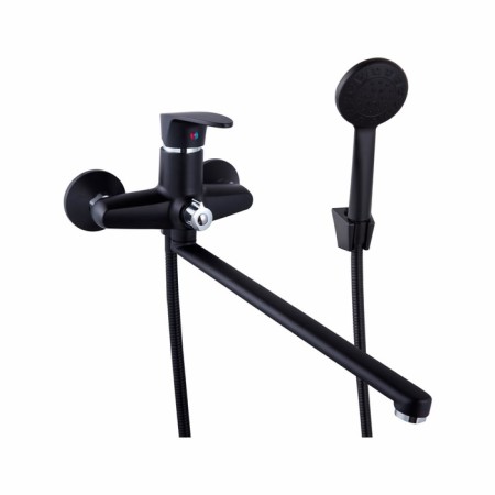 Bath mixer PLSTART PL2205-7, single-leaf, pouring 320 mm, with shower, black 9686667