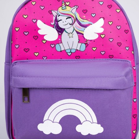 School textile backpack with pocket "Unicorn", a reflector. Elements, 27x23 x 10 cm-2