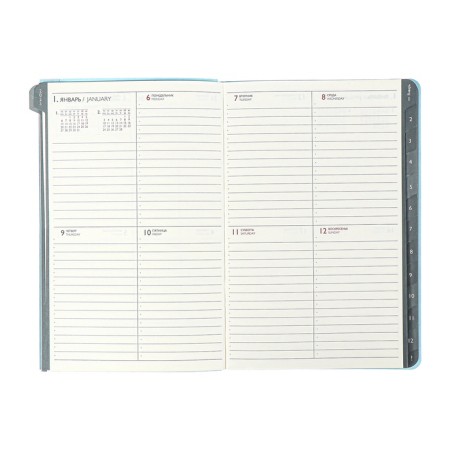 Weekly Datir 2025 Glick Region O leather A5 80l Escalada, BL TIS, KR BL 70 g/m², blue-11