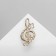 Brooch "Violin key" and notes, white color in gold