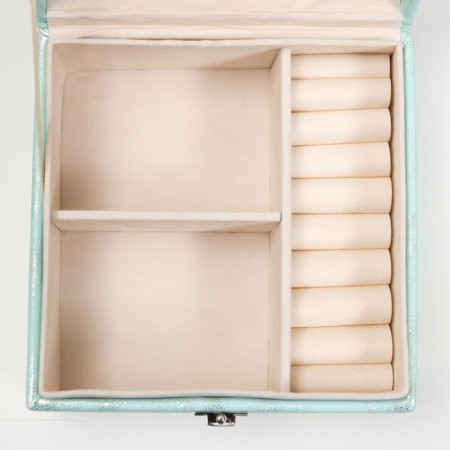 Casket to the leatherette for jewelry "Silver shine on blue" 8x14.5x14.5 cm-2