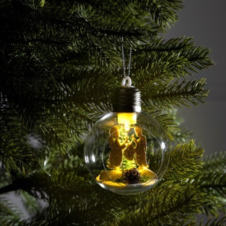 Christmas ball "Angels", batteries, 1 LED, glow warm white