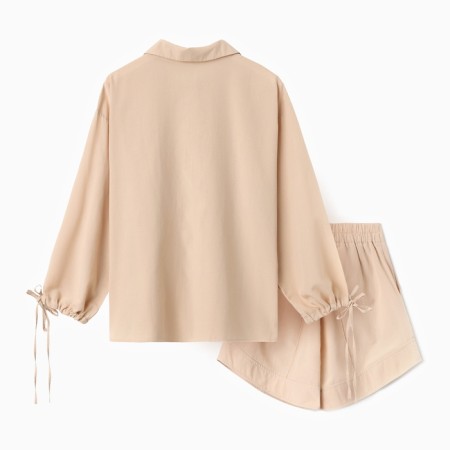 Female set (blouse, shorts) minku: casual collection beige color, rn 44-12