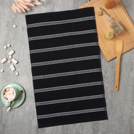 Ethel towel, col. Black, 38x63 cm, 100% HL, Makra