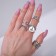 Ring set 8 pieces "Nature", size mix, color black silver