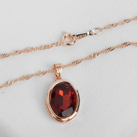 Set 3 objects: earrings, pendant, ring dimensionless “Edel” oval elongated, red color in gold, 45 cm-1