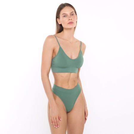 Female set (top, thongs), green color, One size (42-46)-1