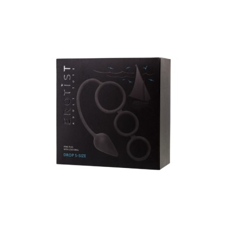 Anal plug with the erection ring Erotist, silicone, black color-2