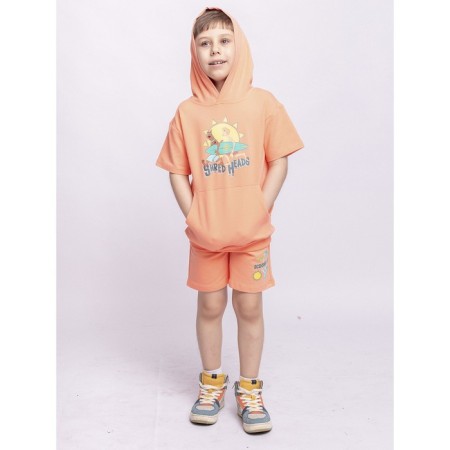 Hoods with a short sleeve for a boy Batik, height 128 cm, color orange color