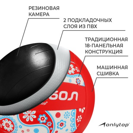 Volleyball ball Onlytop, PVC, machine stitching, 18 panels, p. 5-2