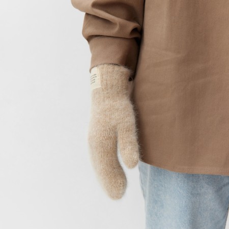 Women's mittens MIST with rabbit wool, rr 22 cm, col. coffee-3