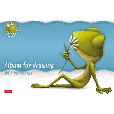Album for drawing A4, 40 sheets, on a paper clip, "frog den", covered cardboard, matte lamination, embossing, block 100 g/m², mix-5