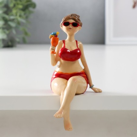 Souvenir Polystone "Pill in a red swimsuit, with a cocktail" 7x6.5x15 cm