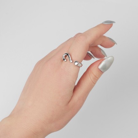 Ring "question mark", silver color, dimensionless-1