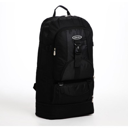 Tourist backpack on lightning, with an increase, 5 outer pockets, black color-3