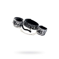 Lace set silver: collar and handcuffs