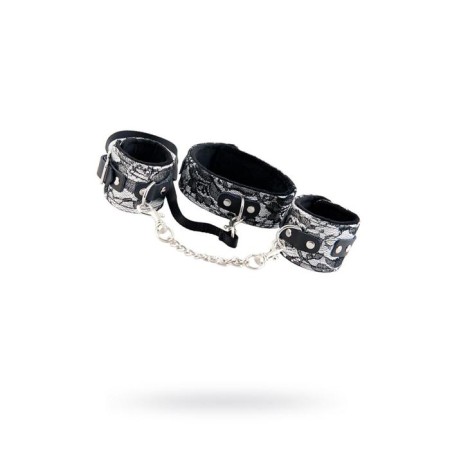 Lace set silver: collar and handcuffs