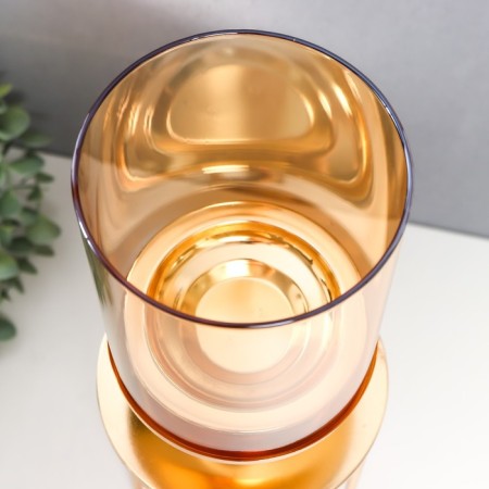 Summary metal, glass per 1 candle "Hemen" D-5 cm, gold 12x12x42.5 cm-3