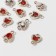 Connector "Heart" 2.2 × 1.6 × 0.7 cm, (set 10 pcs.), Red color in gold