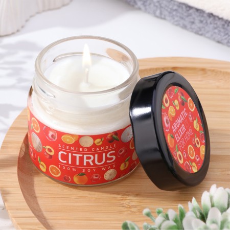 Aromatic candle in the bank "Orange and grenade", ovy wax, 80 g