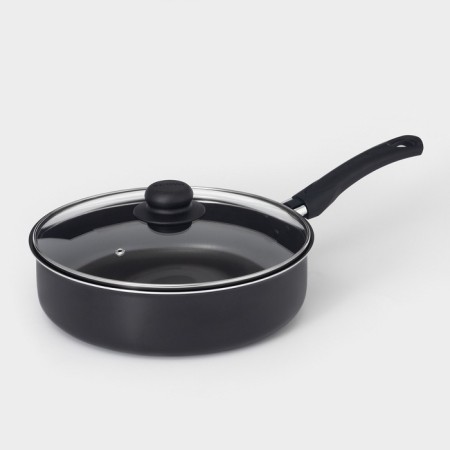 Steven Consul, 3.7 l, d = 26 cm, glass cover, plastic handle, anti -stick coating, black color