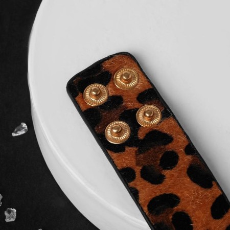 Bracelet Skin "Safari" leopard, black-brown color, l = 21.5 cm-1