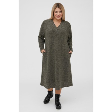 Female dress, size 64, dark green color-1