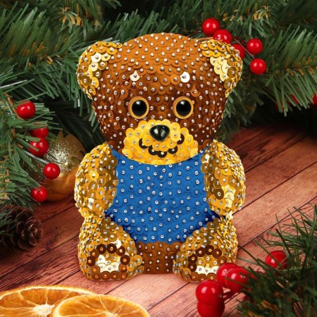 Set for creativity. Toy with sequins "Bear" 13.7 x 9.3 x 7.8 cm + 3 sequin colors-5