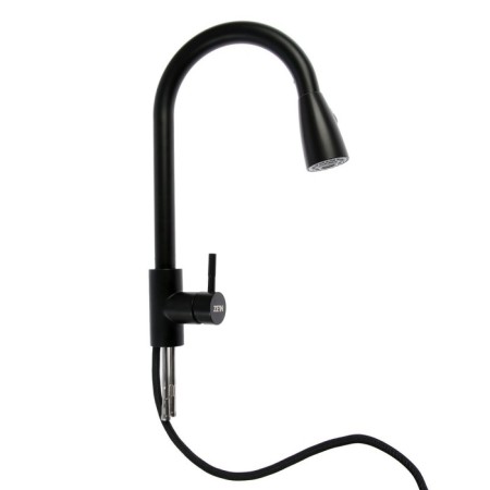 Kitchen mixer Zein Z2571, stainless steel, with a sliding watering can, 2 modes, black-3