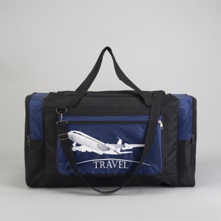 Road bag with lightning, 3 outer pockets, long belt, black/blue color-1
