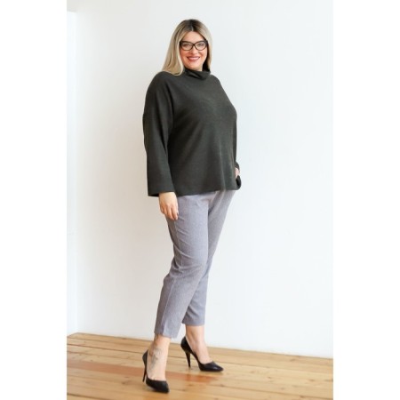 Female trousers, size 66, gray color-1